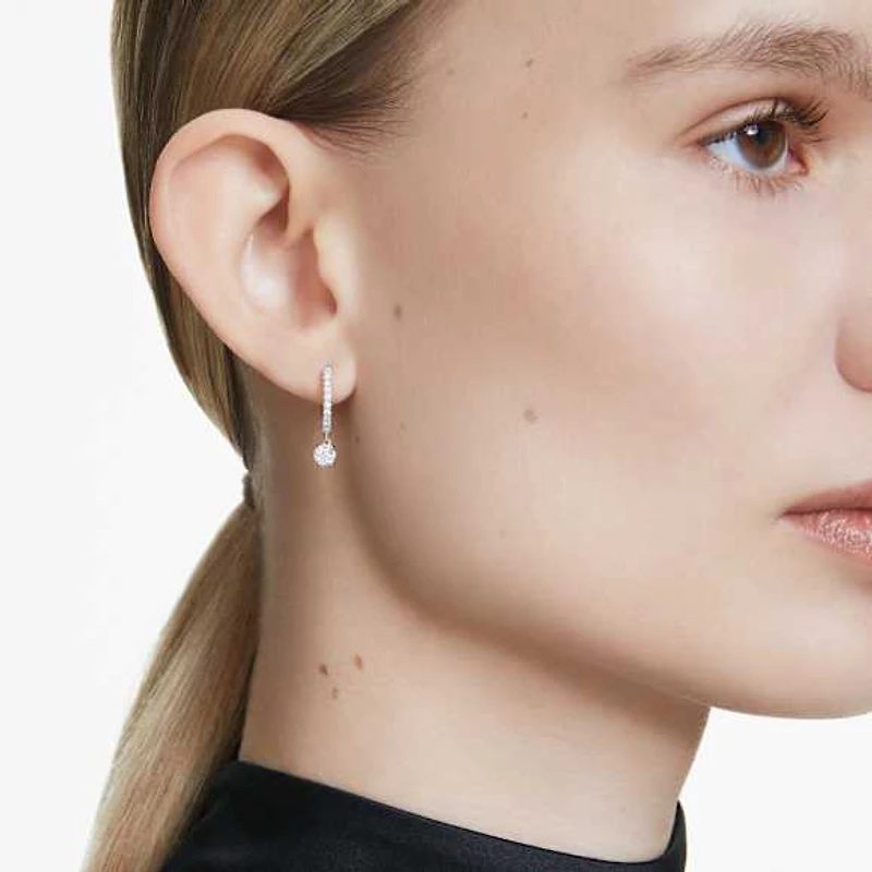 Eternity drop earrings, Lab-grown diamonds 0.7 ct tw, Round shape, 14K white gold by SWAROVSKI