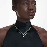 Eternity halo solitaire pendant, Lab-grown diamonds 0.59 ct tw, Round shape, 14K white gold by SWAROVSKI