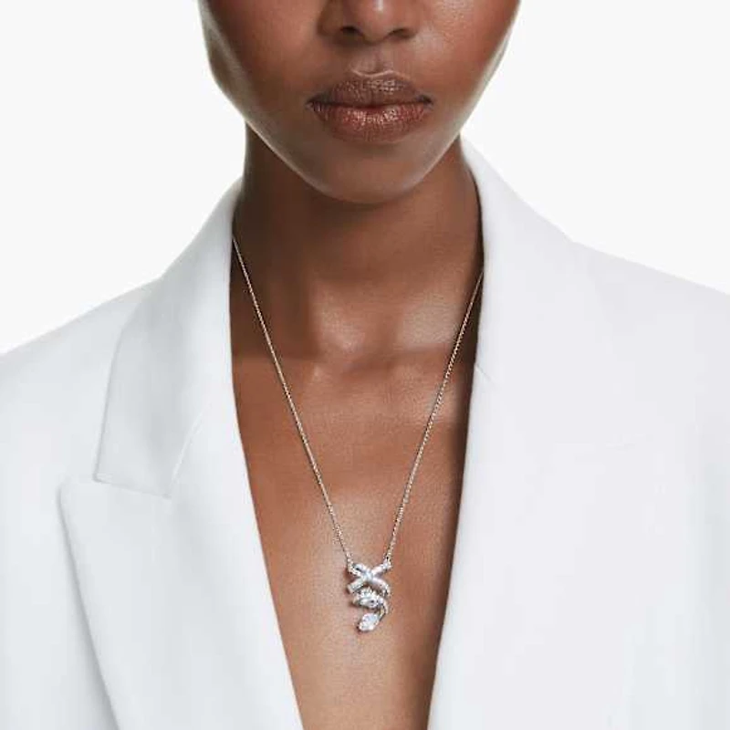 Hyperbola pendant, Mixed cuts, White, Rhodium plated by SWAROVSKI