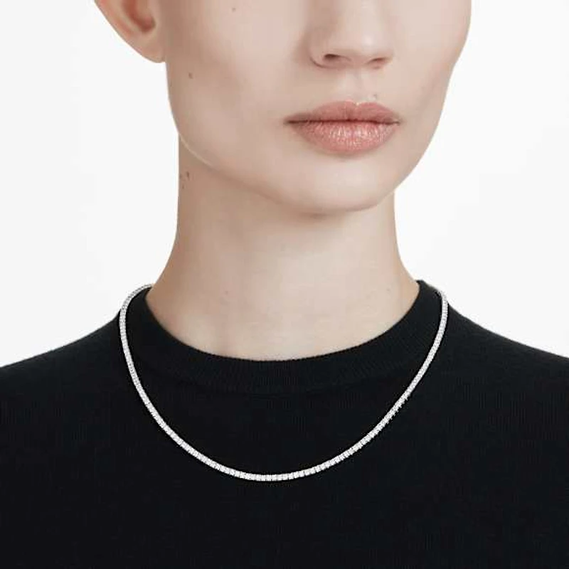 Eternity necklace, Lab-grown diamonds 7 ct tw, Round shape, 14K white gold by SWAROVSKI