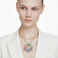 Idyllia pendant and brooch, Mixed cuts, Pavé, Flower, Multicoloured, Gold-tone plated by SWAROVSKI