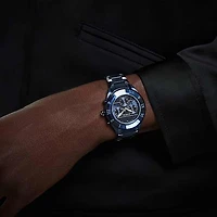Dextera chrono watch, 39mm, Swiss Made, Metal bracelet, Blue, Blue finish by SWAROVSKI