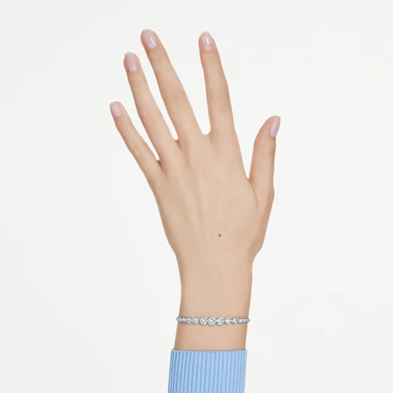 Imber Tennis bracelet, Mixed round cuts, Blue, Rhodium plated by SWAROVSKI