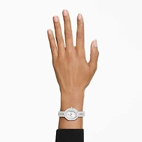 Matrix octagon watch, Baguette cut, Metal bracelet, Silver tone, Stainless steel by SWAROVSKI