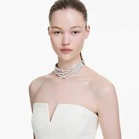 Matrix choker, Mixed cuts, White, Rhodium plated by SWAROVSKI