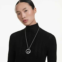 Matrix pendant, Baguette cut, White, Rhodium plated by SWAROVSKI
