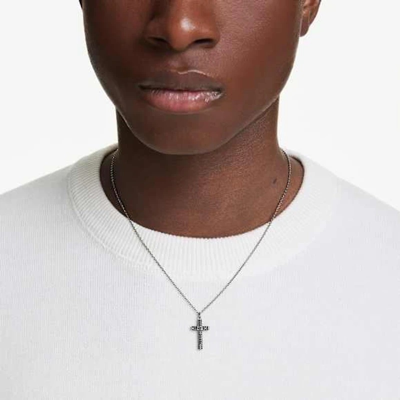 Insigne pendant, Cross, Grey, Ruthenium plated by SWAROVSKI