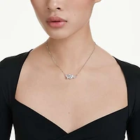 Matrix pendant, Baguette cut, Knot, White, Rhodium plated by SWAROVSKI