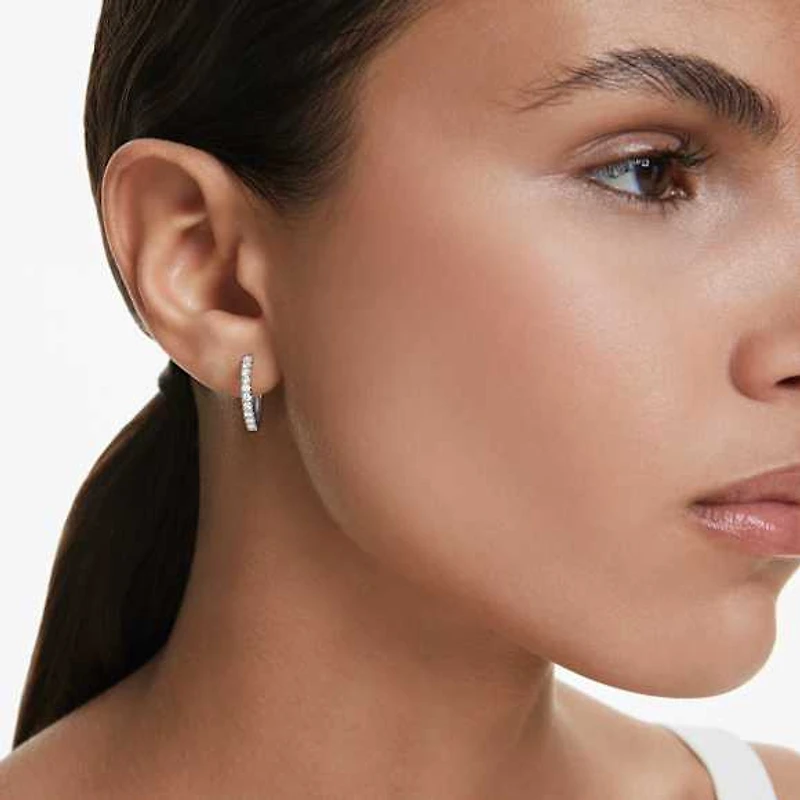 Eternity hoop earrings, Lab-grown diamonds 0.56 ct tw, Round shape, Sterling silver by SWAROVSKI