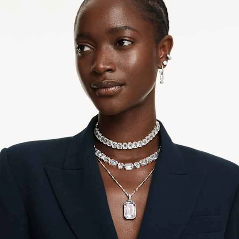 Constella drop earrings, Round cut, White, Rhodium plated by SWAROVSKI