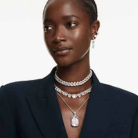 Constella drop earrings, Round cut, White, Rhodium plated by SWAROVSKI