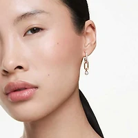 Constella drop earrings, Crystal pearl, Round cut, White, Rose gold-tone plated by SWAROVSKI
