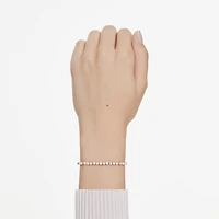 Matrix Tennis bracelet, Crystal pearl, Round cuts, White, Rose gold-tone plated by SWAROVSKI