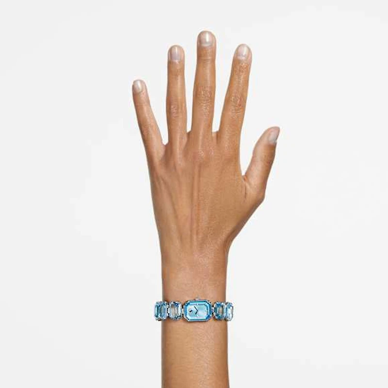Watch, Octagon cut bracelet, Blue, Stainless steel by SWAROVSKI