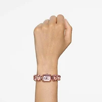 Watch, Octagon cut bracelet, Pink, Rose gold-tone finish by SWAROVSKI
