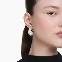 Sublima earrings, Larges, White, Rhodium plated by SWAROVSKI