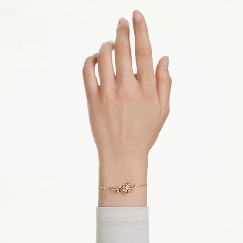 Idyllia bracelet, Mixed cuts, Flower, Multicoloured, Gold-tone plated by SWAROVSKI