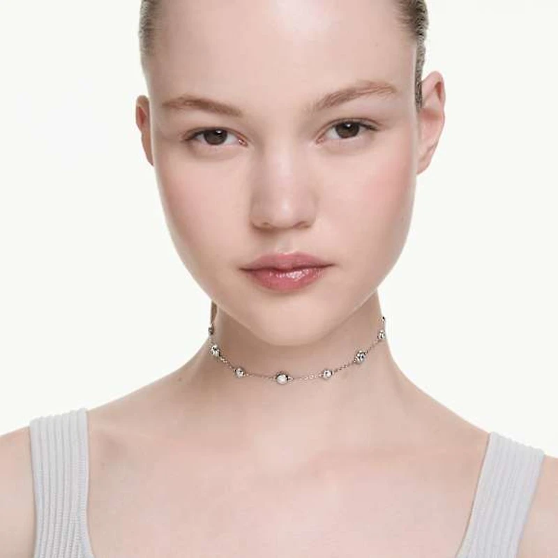 Una Angelic pendant, Round cut, Double sided motifs, White, Rhodium plated by SWAROVSKI