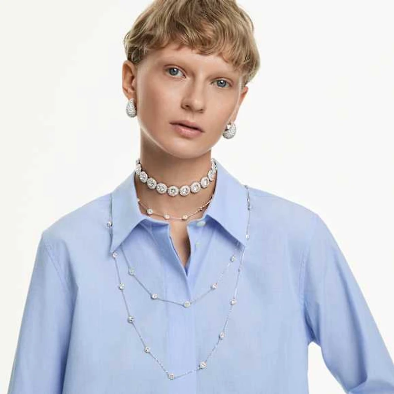 Una Angelic choker, White, Rhodium plated by SWAROVSKI