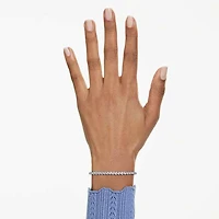 Imber Emily Tennis bracelet, Round cut, Blue, Rhodium plated by SWAROVSKI