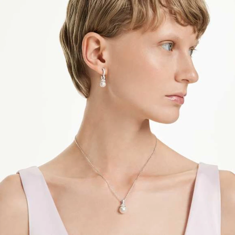 Originally set, Pavé, Crystal pearl, White, Rhodium plated by SWAROVSKI