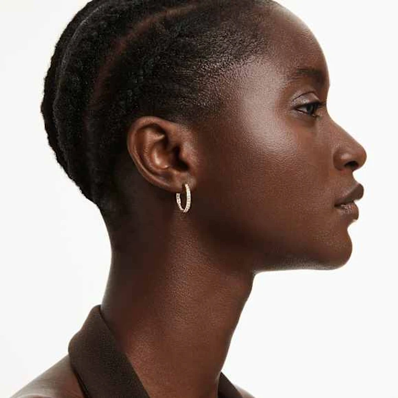 Sommerset hoop earrings, Small, White, Gold-tone plated by SWAROVSKI