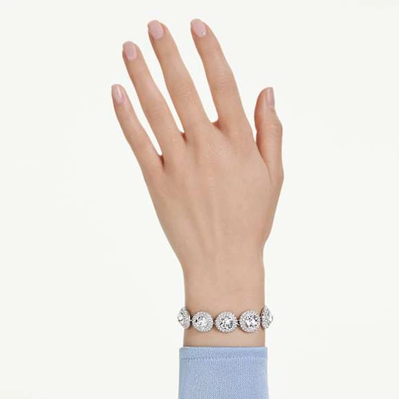 Una Angelic bracelet, White, Rhodium plated by SWAROVSKI