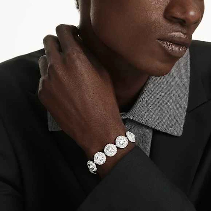 Una Angelic bracelet, White, Rhodium plated by SWAROVSKI