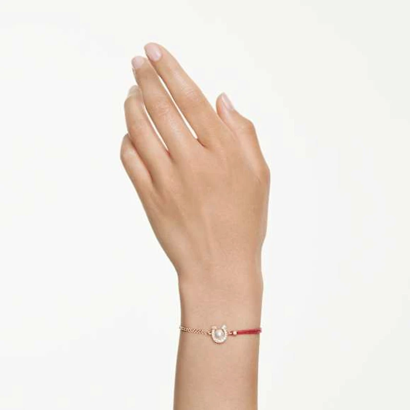 Symbolica bracelet, Crystal pearl, Pavé, Horseshoe, White, Rose gold-tone plated by SWAROVSKI
