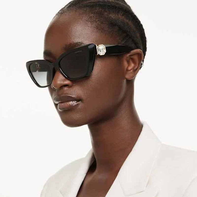 Sunglasses, Cat-Eye shape, SK6047, Black by SWAROVSKI