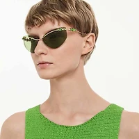 Sunglasses, Cat-eye shape, SK7039, Gold tone by SWAROVSKI