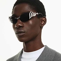 Sunglasses, Cat-eye shape, Swan, Silver tone by SWAROVSKI