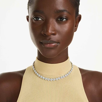 Una Angelic necklace, Round cut, Medium, White, Rhodium plated