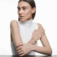 Una Angelic bracelet, Round cut, Pavé, Medium, White, 18K rose gold finish