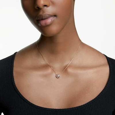 Una necklace, Round cut, White, 18K rose gold finish