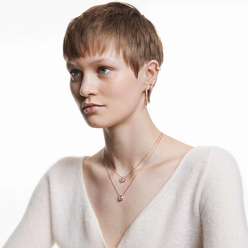 Una necklace, Round cut, White, 18K rose gold finish