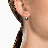 Bella V drop earrings, Round cut, Gray, 18K rose gold finish