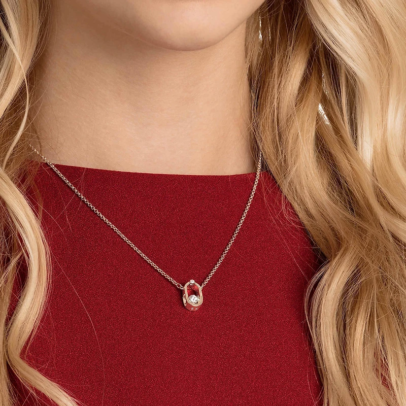 Una necklace, Round cut, Oval shape, White, 18K rose gold finish