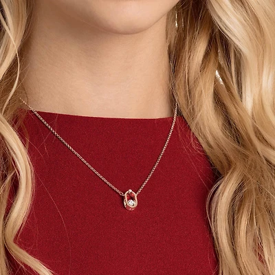 Una necklace, Round cut, Oval shape, White, 18K rose gold finish