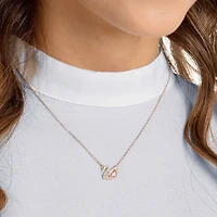 Swan necklace, Swan, Pink, 18K rose gold finish