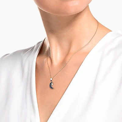 Symbolica pendant, Moon and star, Multicoloured, 18K rose gold finish