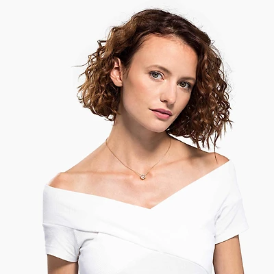 Una necklace, Clover, Pink, Rose gold-tone plated