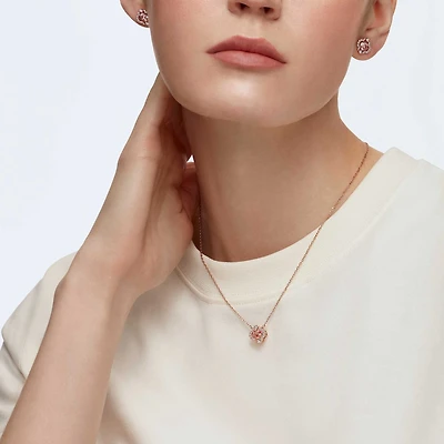 Una set, Mixed cuts, Clover, Pink, Rose gold-tone plated