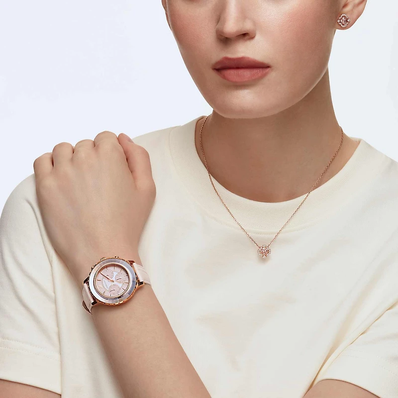 Una set, Mixed cuts, Clover, Pink, 18K rose gold finish