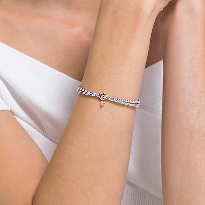 Lifelong Heart bangle, Heart, White, Mixed metal finish