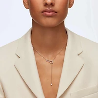 Hyperbola y necklace, Infinity, White, 18K rose gold finish