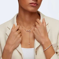 Hyperbola Y necklace, Infinity, White, 18K rose gold finish