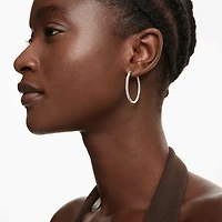 Sommerset hoop earrings, White, Rhodium plated