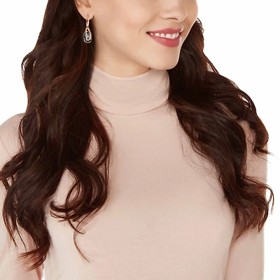 Holding drop earrings, Grey, 18K rose gold finish