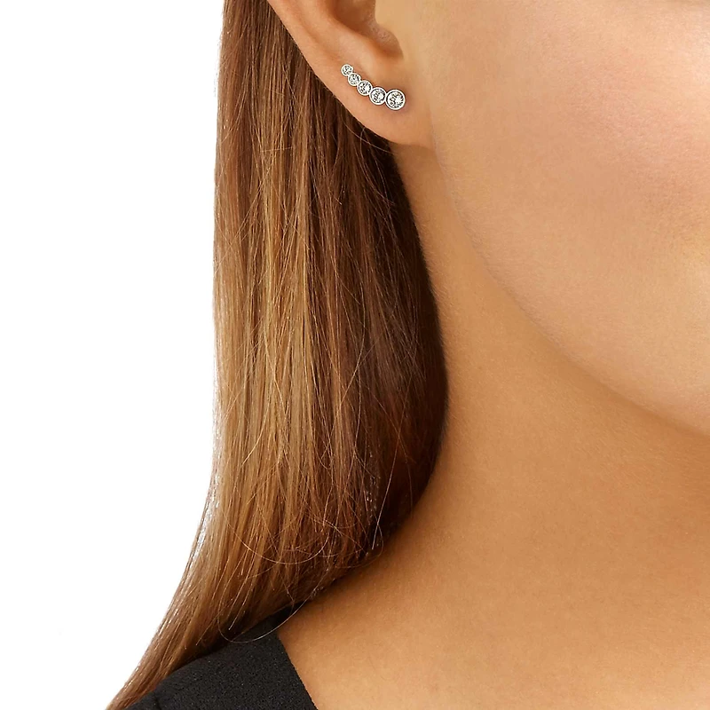 Harley ear cuffs, Round cut, White, Rhodium plated by SWAROVSKI